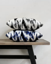 Ikat Wool & Cashmere Knitted Cushion Electric Blue