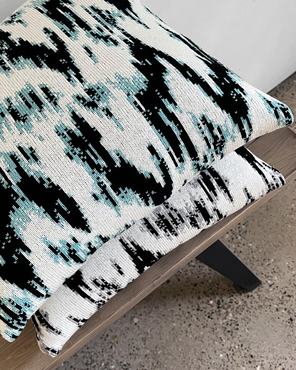 Ikat Wool & Cashmere Knitted Cushion Grey