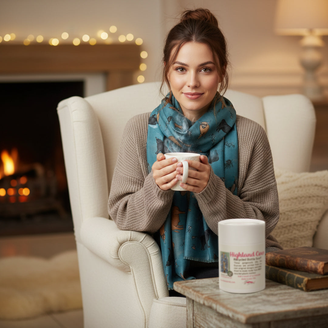 Recycled Bottle Scarf - Highland Cows