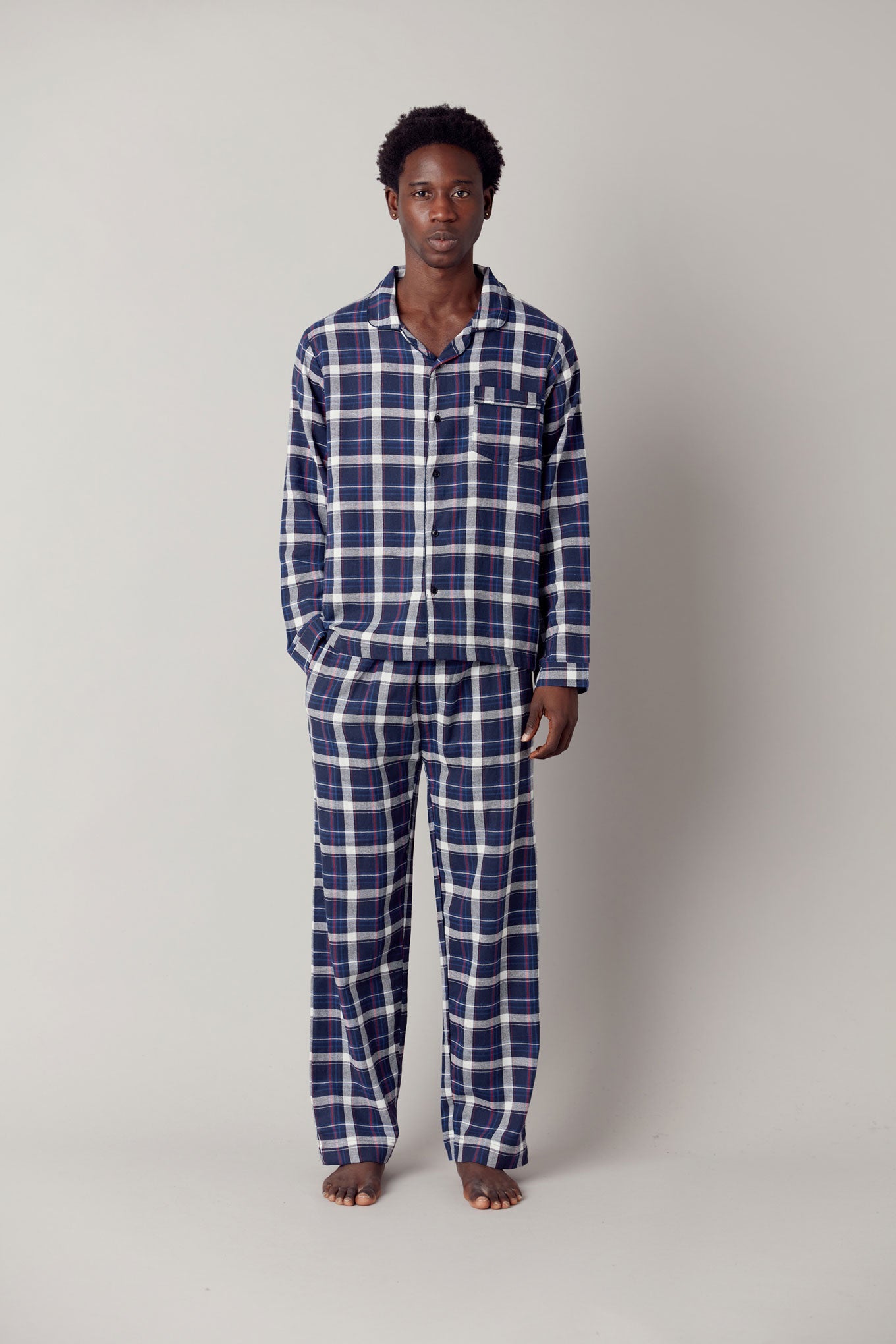 JIM JAM Mens Organic Cotton Pyjama Set - Dark Navy