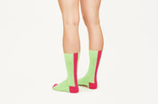 JAMES - Neon Green Bold Stripe Premium Cotton Mid-Calf Socks