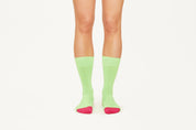 JAMES - Neon Green Bold Stripe Premium Cotton Mid-Calf Socks