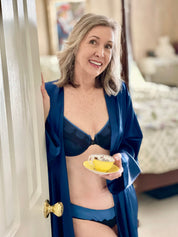 Elysia - Navy Blue Silk & Organic Cotton Front Closure Full Cup Underwired Bra