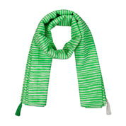 Anni Sarong with Tassels in Green and White Wavy Stripe