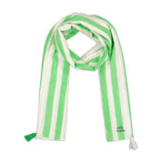 Anni Sarong with Tassels in Green and White Cabana Stripe