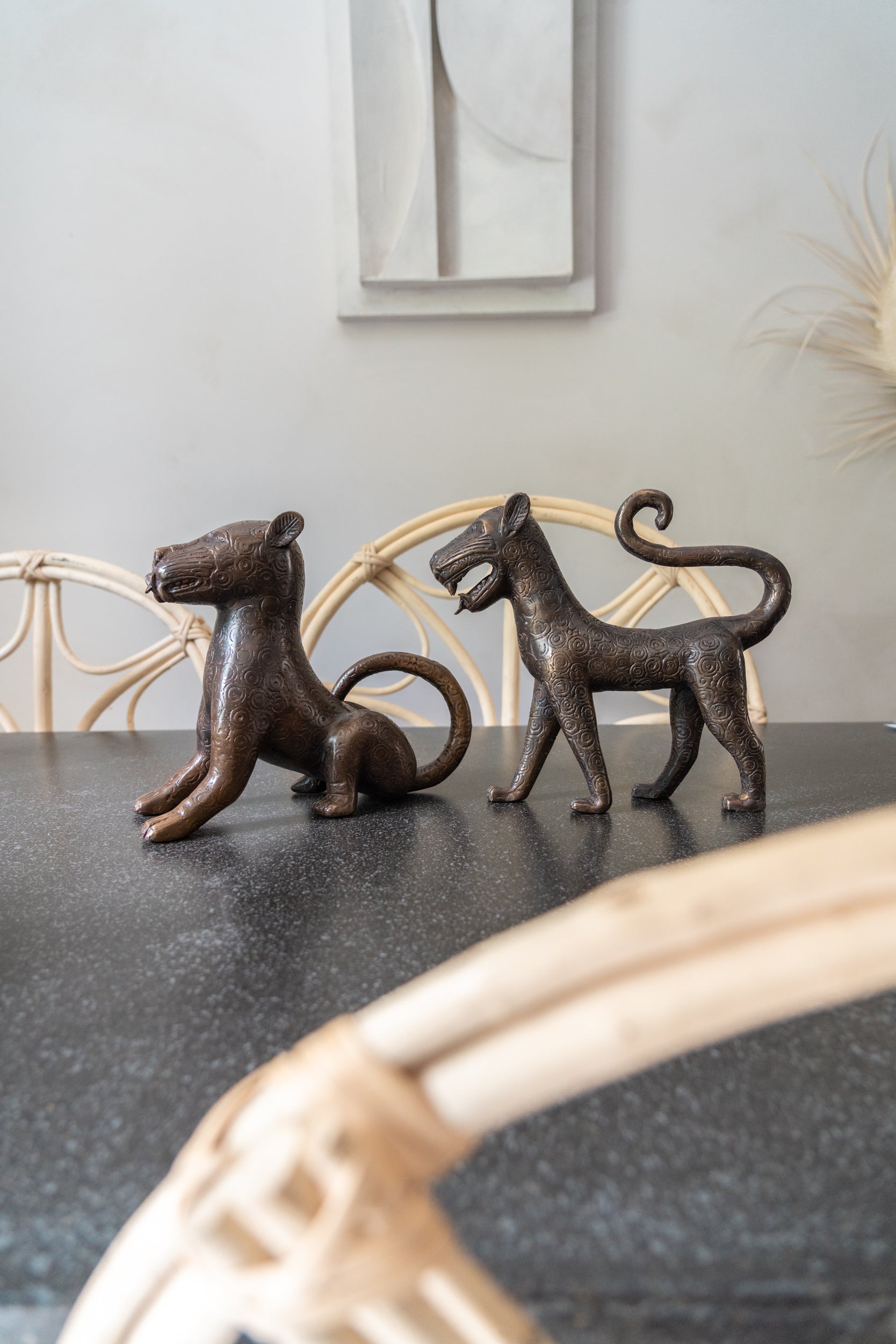 Bronze Sitting Benin Leopard