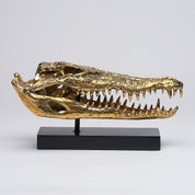 Medium Saltwater Crocodile Skull in Polished Bronze