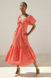 Zillah Dress | Geo Floral Pink/Orange