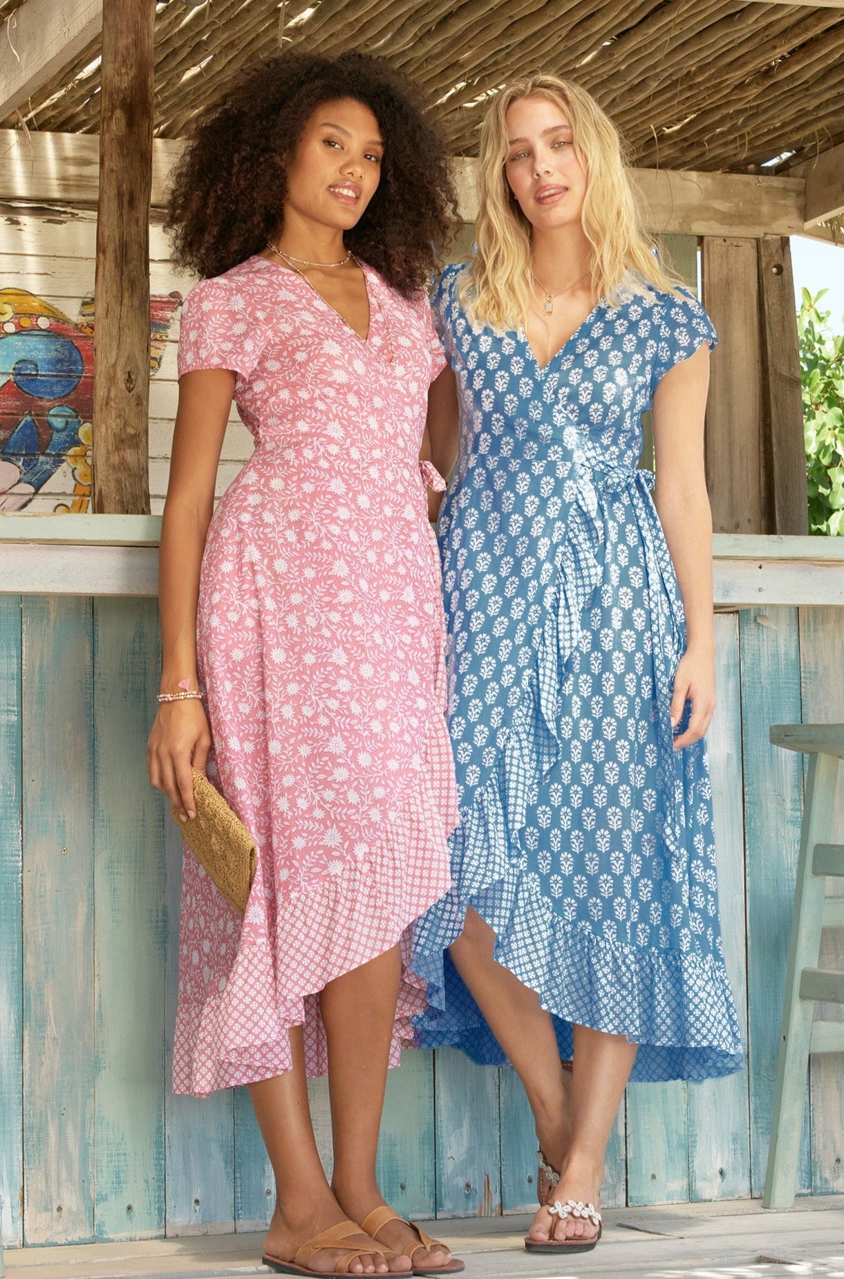 Demi Cotton Wrap Dress | Primula Pink/White