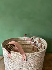 Leather Handle Storage Basket