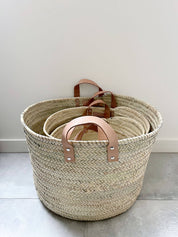 Leather Handle Storage Basket