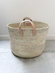 Leather Handle Storage Basket