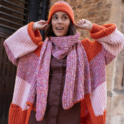 Florence Twist Oversized Knitted Scarf - Orange
