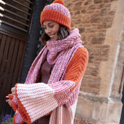Florence Twist Oversized Knitted Scarf - Orange