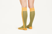 LOVE - By AMARI, Khaki Orange Logo Classic Cotton Blend Socks