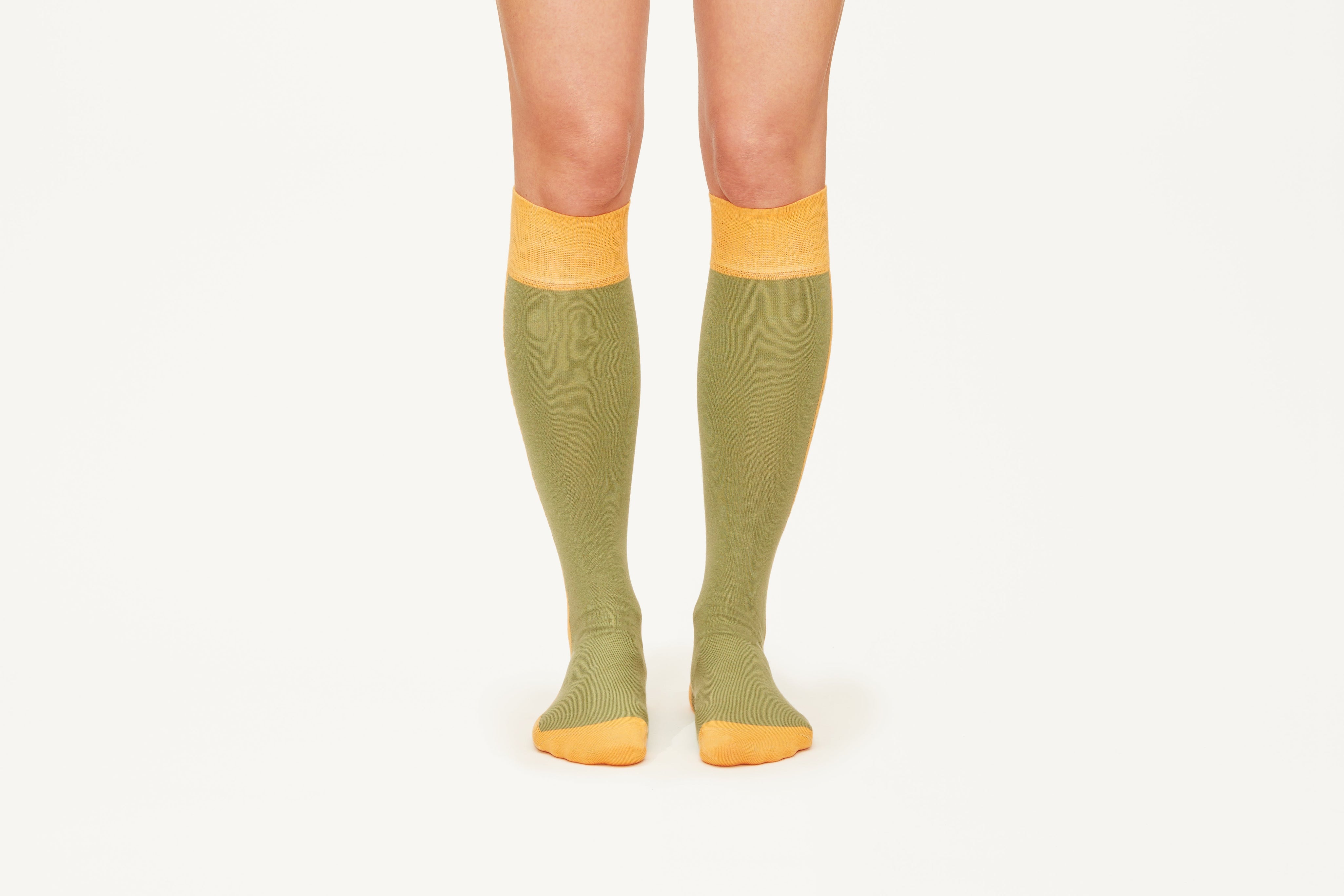 LOVE - By AMARI, Khaki Orange Logo Classic Cotton Blend Socks