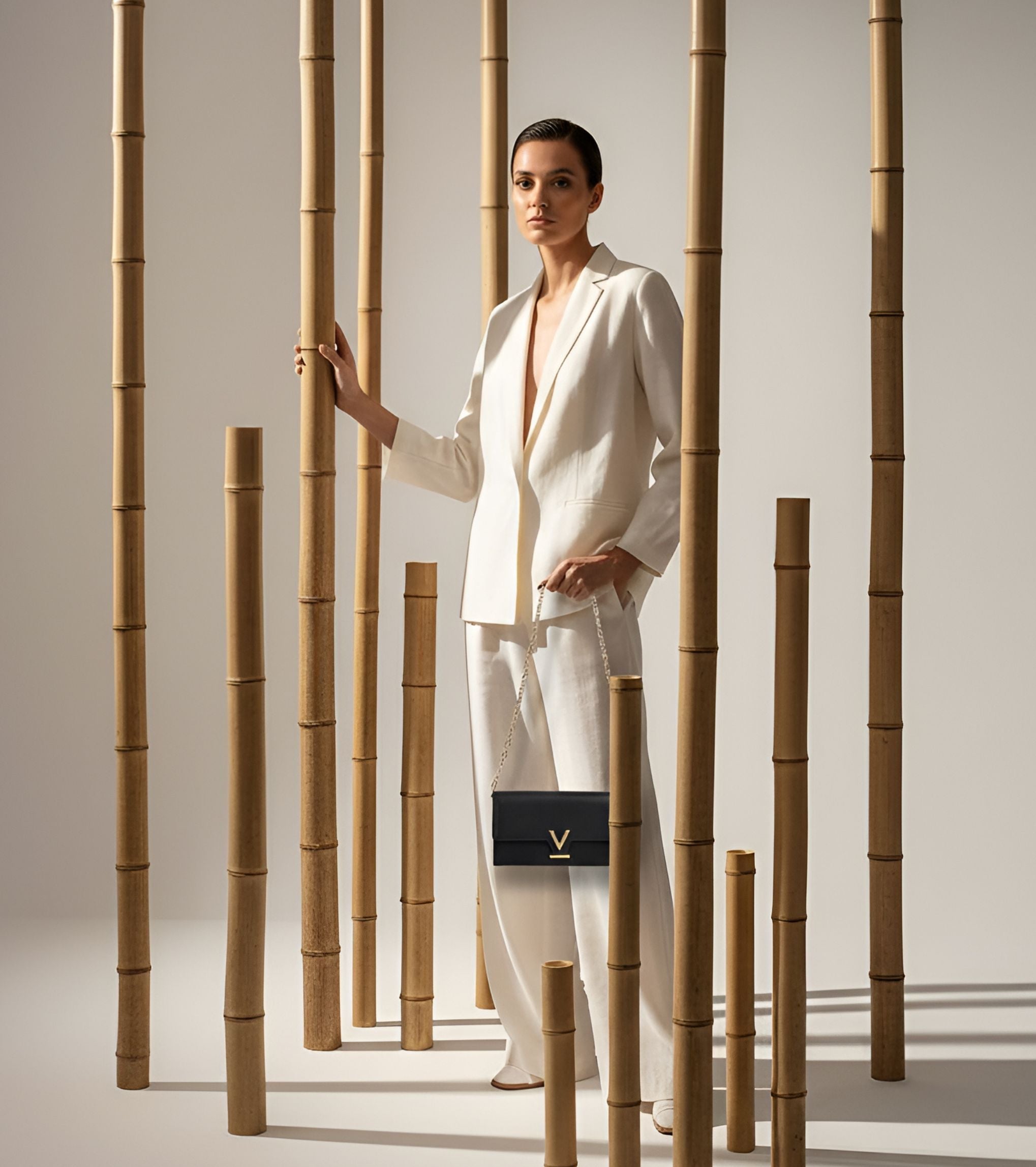 Luella Vegan Bio-Based Bamboo Leather Chain Purse in Black