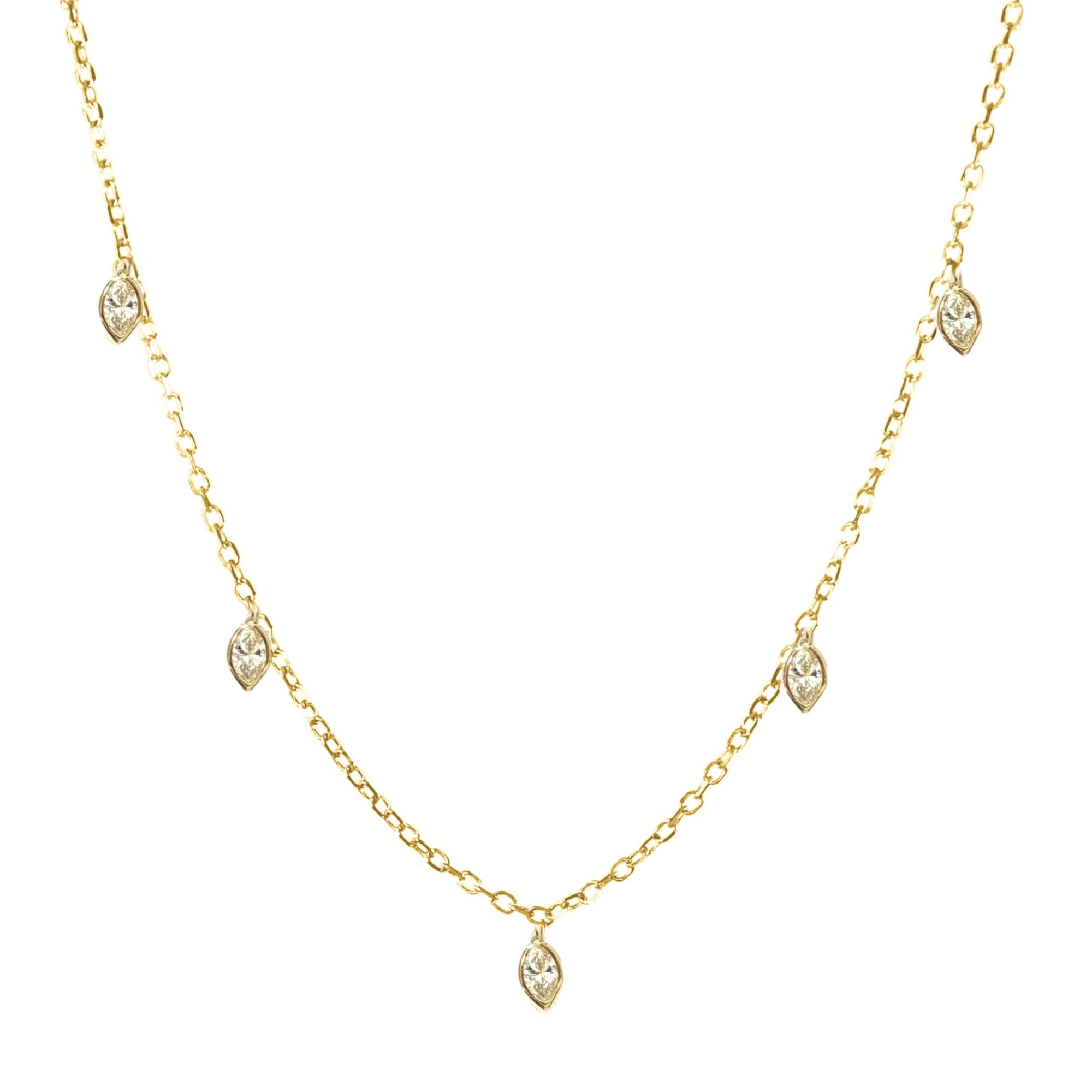 Stardrops 5 Marquise Diamond Dangle Necklace