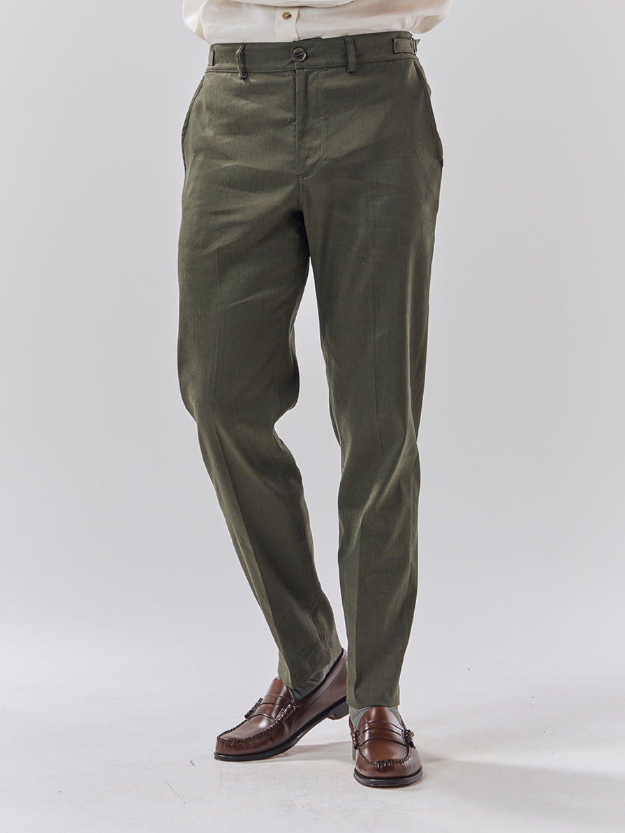 Batch 05 - Mens Bottle Green Linen - Trouser