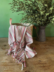 Marrakech Stripe Hammam Towel, Dusty Pink and Terracotta