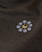 Blue Eyed Flower Upcycled Appliqué Sweatshirt Grey