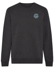 Blue Eyed Flower Upcycled Appliqué Sweatshirt Grey