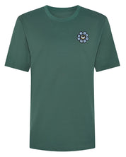 Blue Eyed Flower Upcycled Appliqué T-Shirt Green