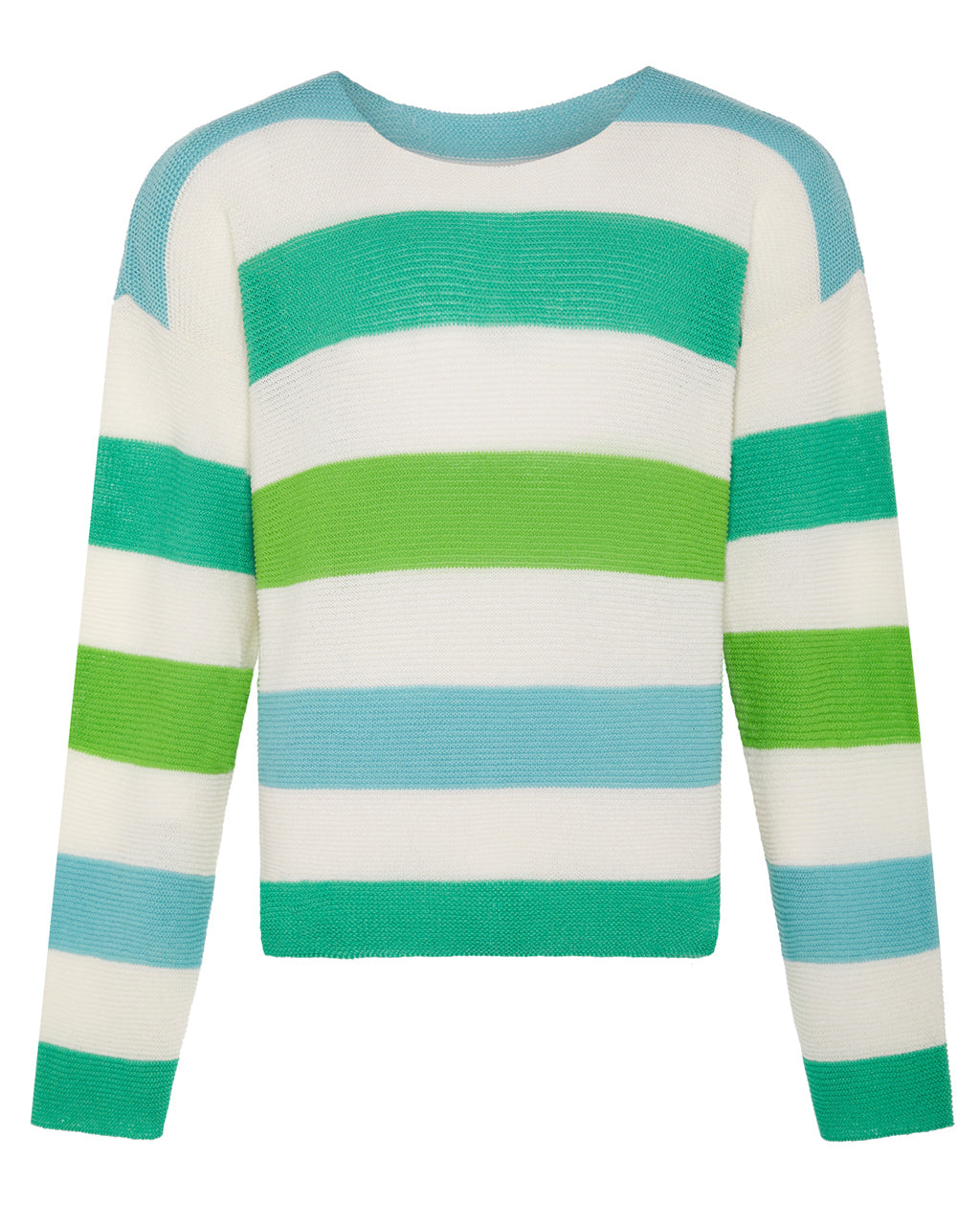 Striped Dropped Shoulder Top Green & Blue