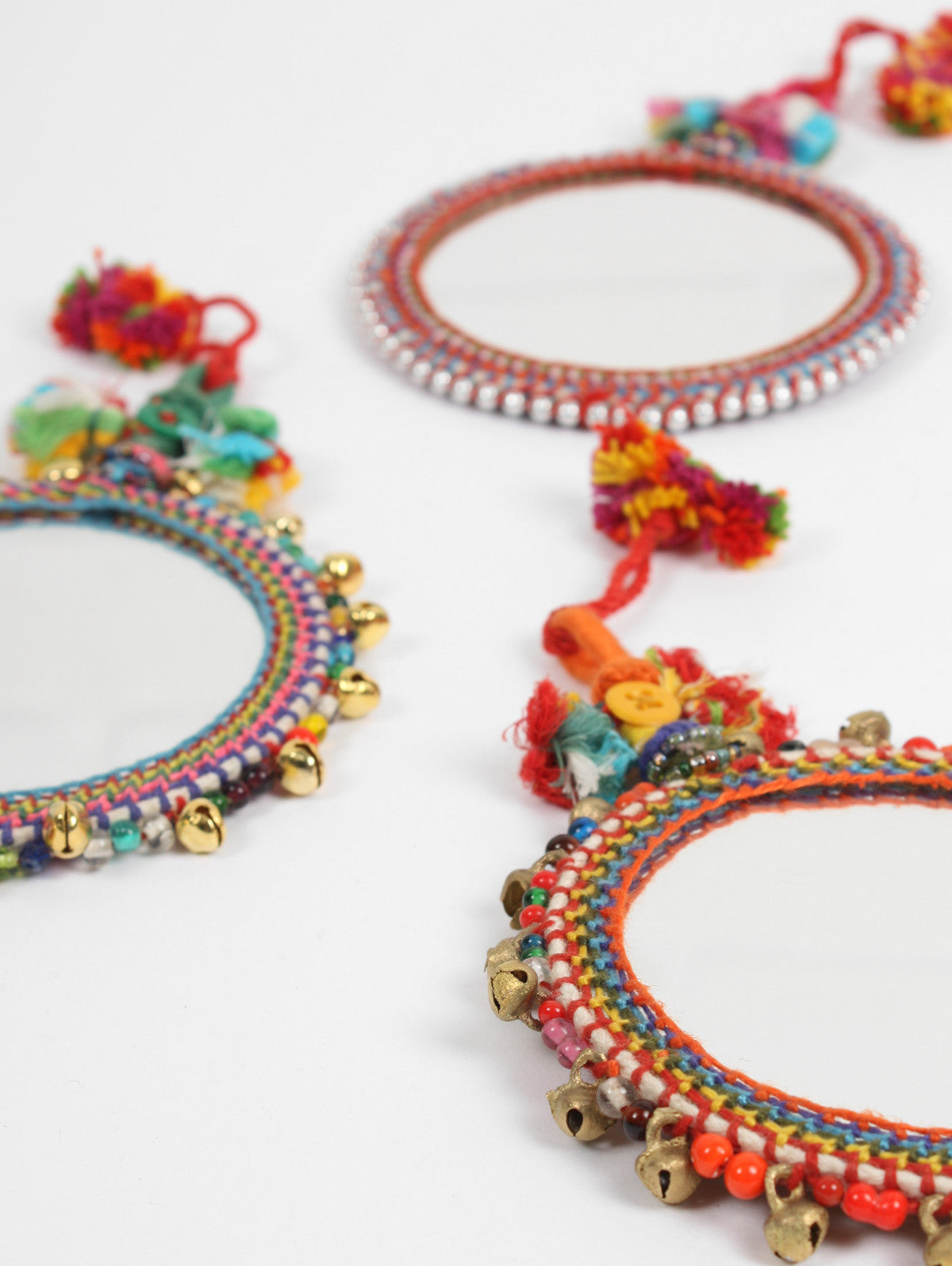 Boho Beaded Mirrors, Silver