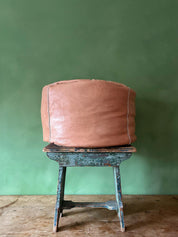 Moroccan Leather Tile Pouffe, Natural