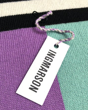 Multi-Striped Wool & Cashmere Scarf Lilac & Turquoise