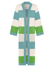 Multicolour Striped Cardigan Long Green & Teal