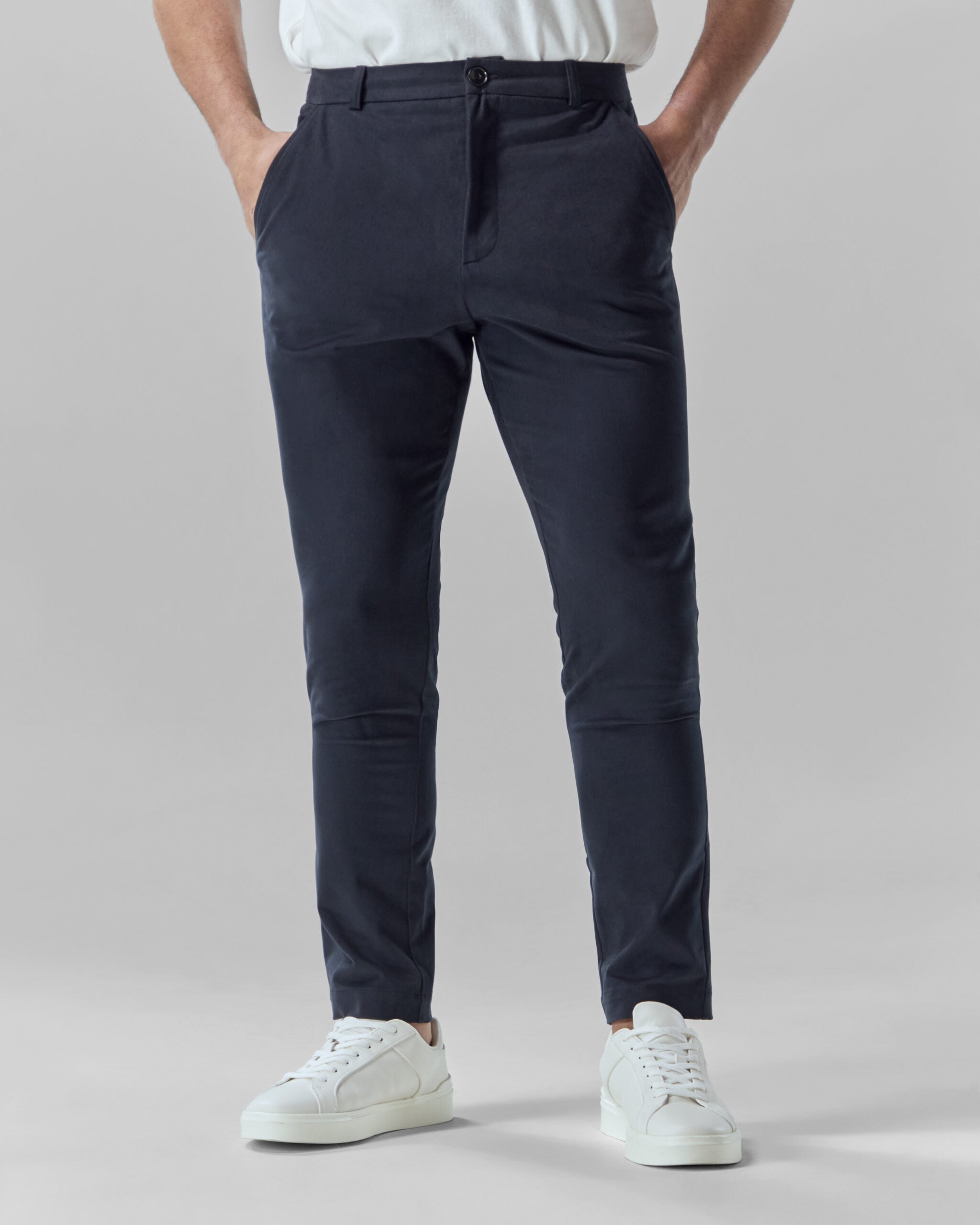 Navy Brushed Cotton Chinos