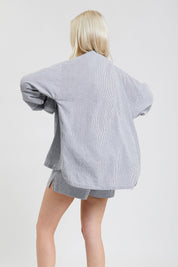 Yew striped ethical-cotton pyjama shirt - Pinstripe Charcoal