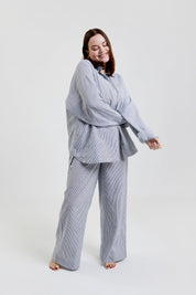 Chicory striped woven-cotton pyjama trousers - Pinstripe Charcoal