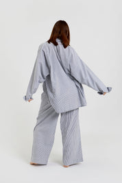 Yew striped ethical-cotton pyjama shirt - Pinstripe Charcoal