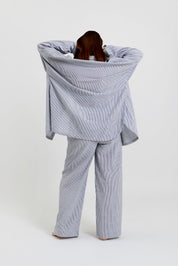 Yew striped ethical-cotton pyjama shirt - Pinstripe Charcoal