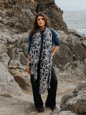 Animal Print Shawl Indigo