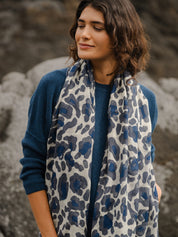 Animal Print Shawl Indigo