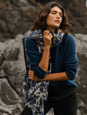 Animal Print Shawl Indigo