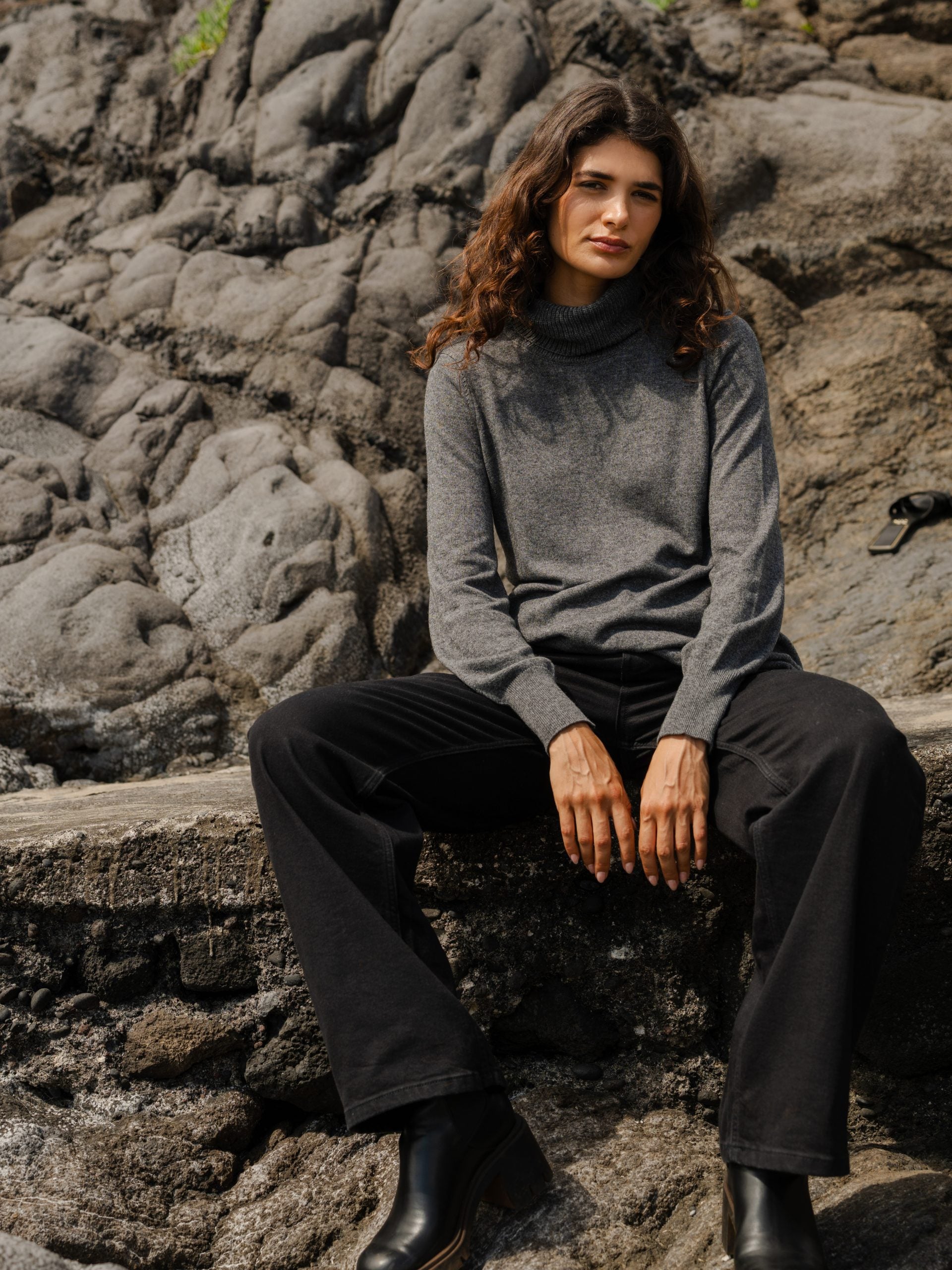 Longline Rollneck Gunmetal