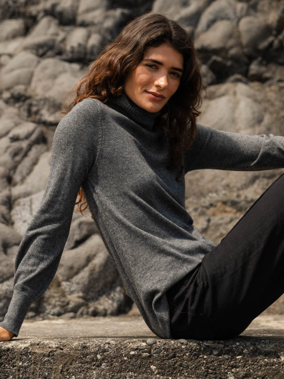 Longline Rollneck Gunmetal