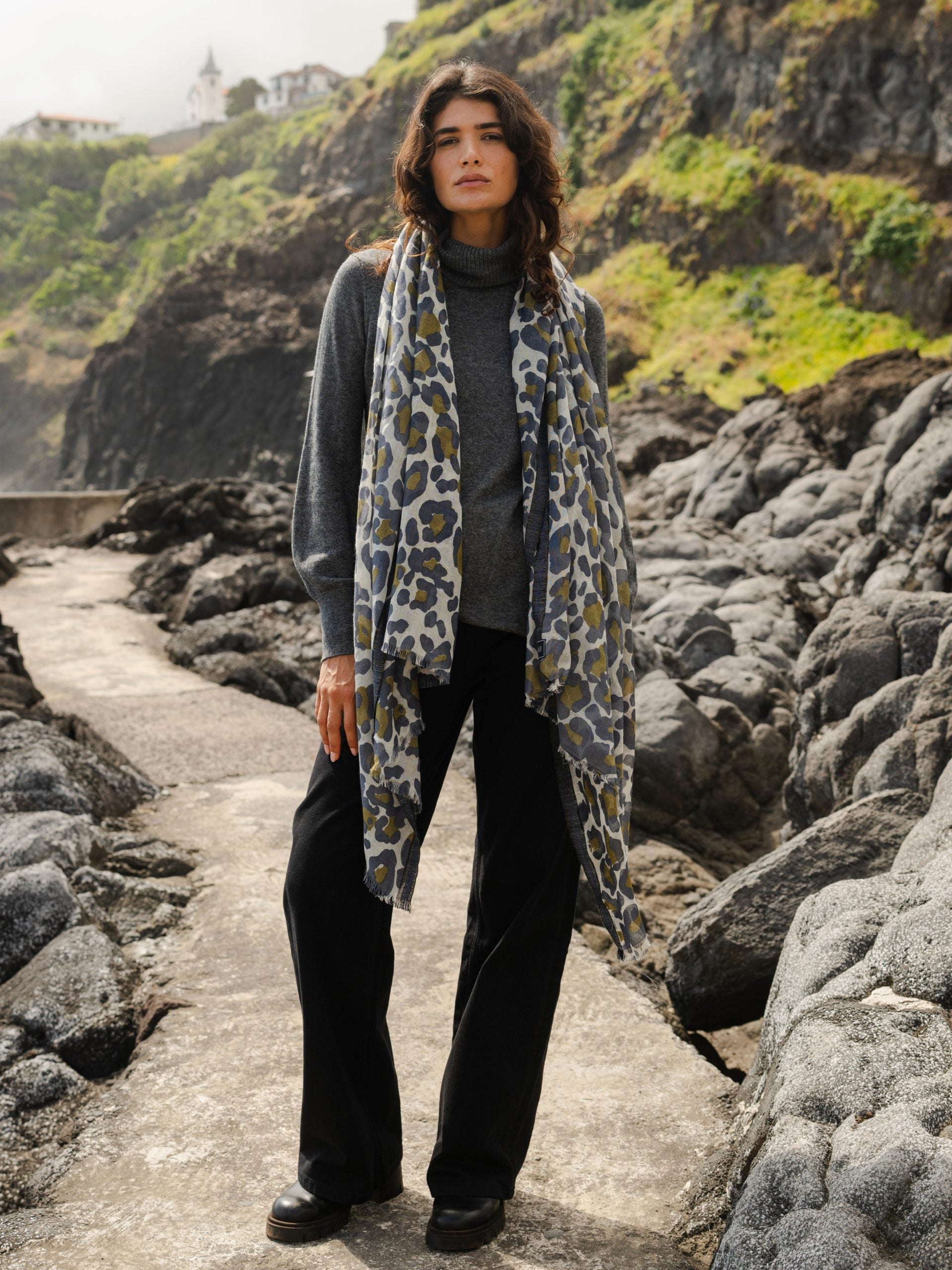 Animal Print Shawl Moss