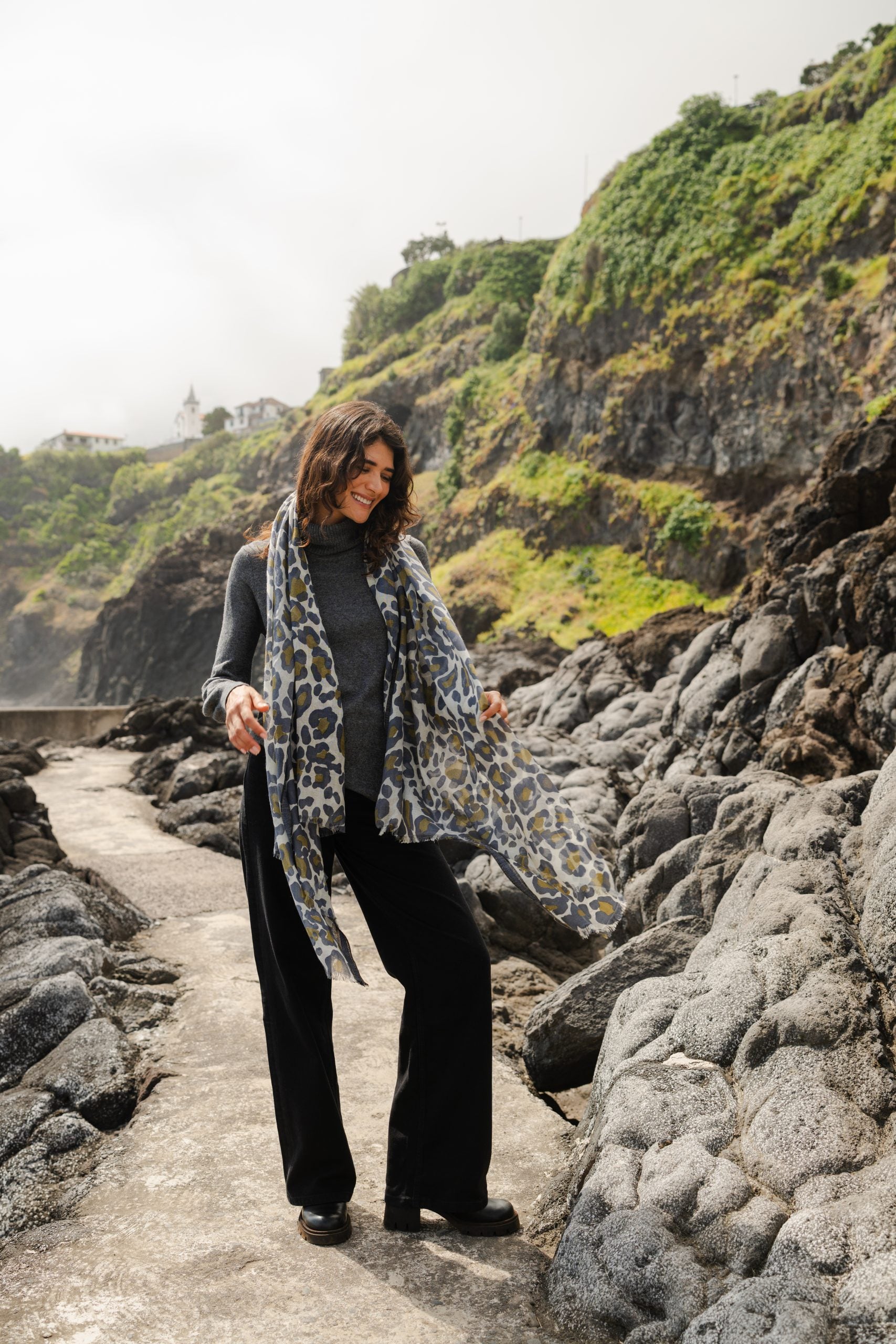 Animal Print Shawl Moss