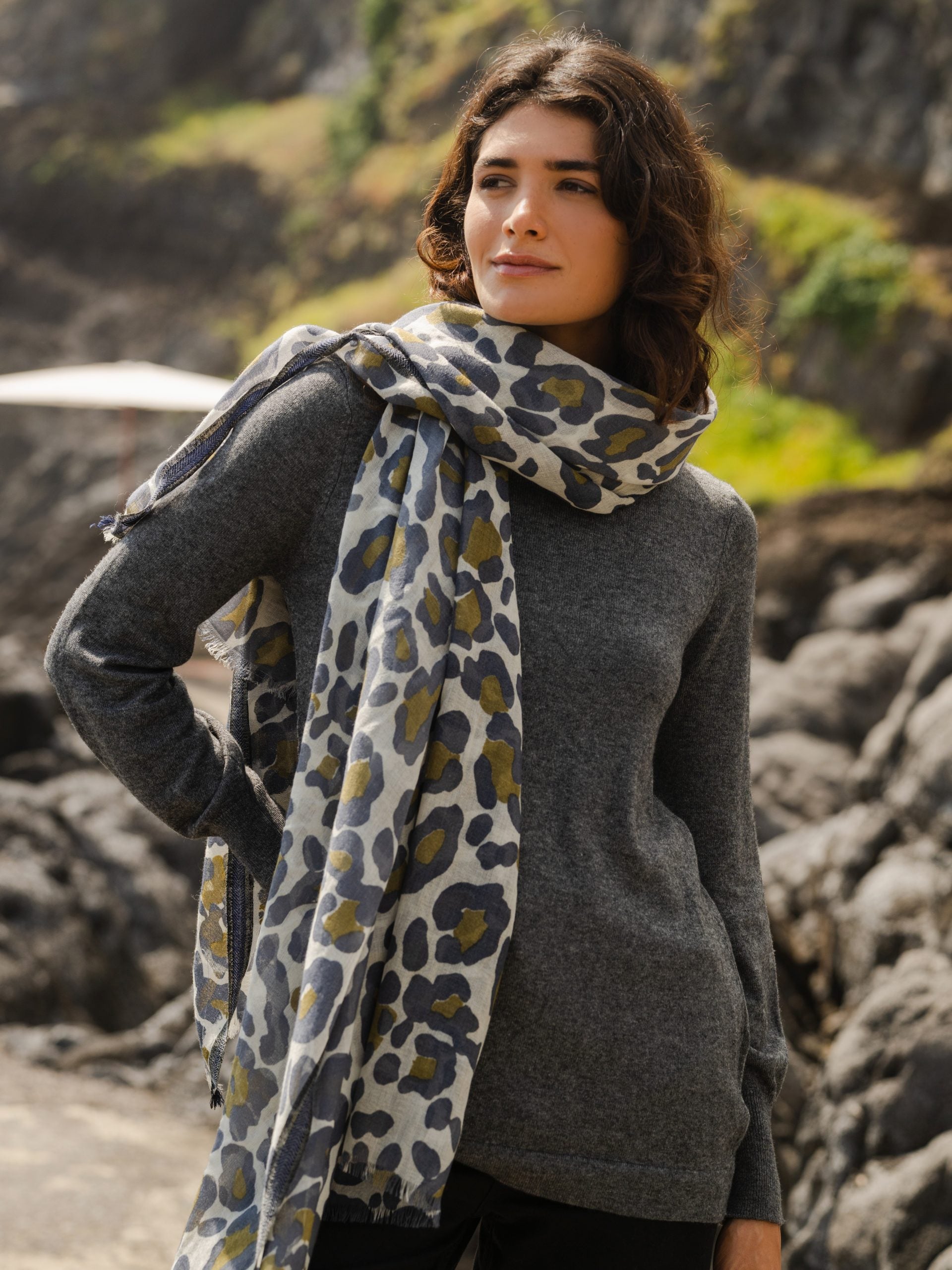 Animal Print Shawl Moss