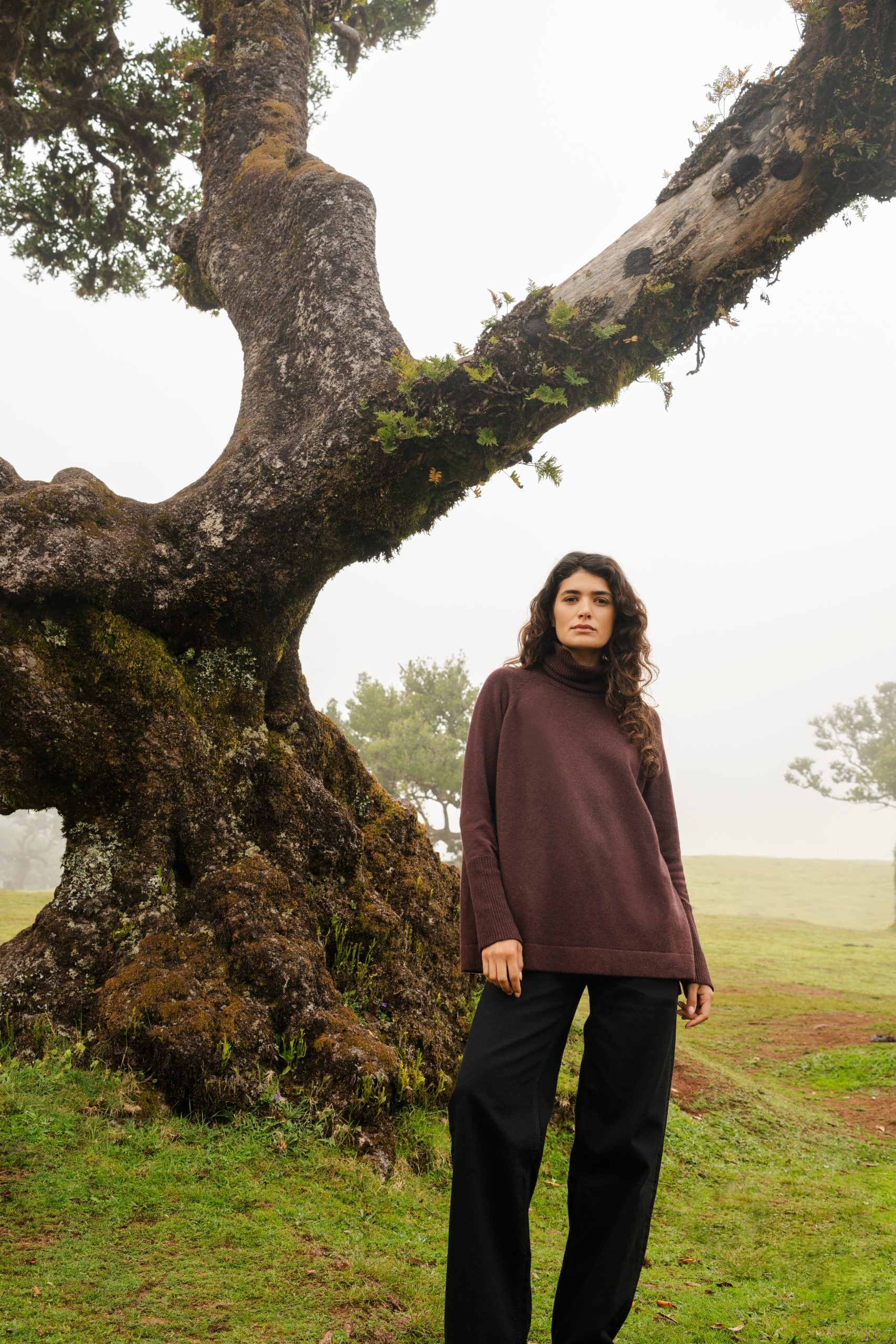 Relaxed Raglan Sleeve Jumper Rust Brown