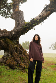 Relaxed Raglan Sleeve Jumper Rust Brown