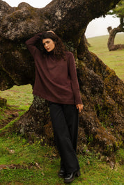Relaxed Raglan Sleeve Jumper Rust Brown