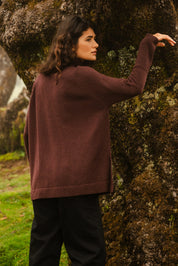 Relaxed Raglan Sleeve Jumper Rust Brown