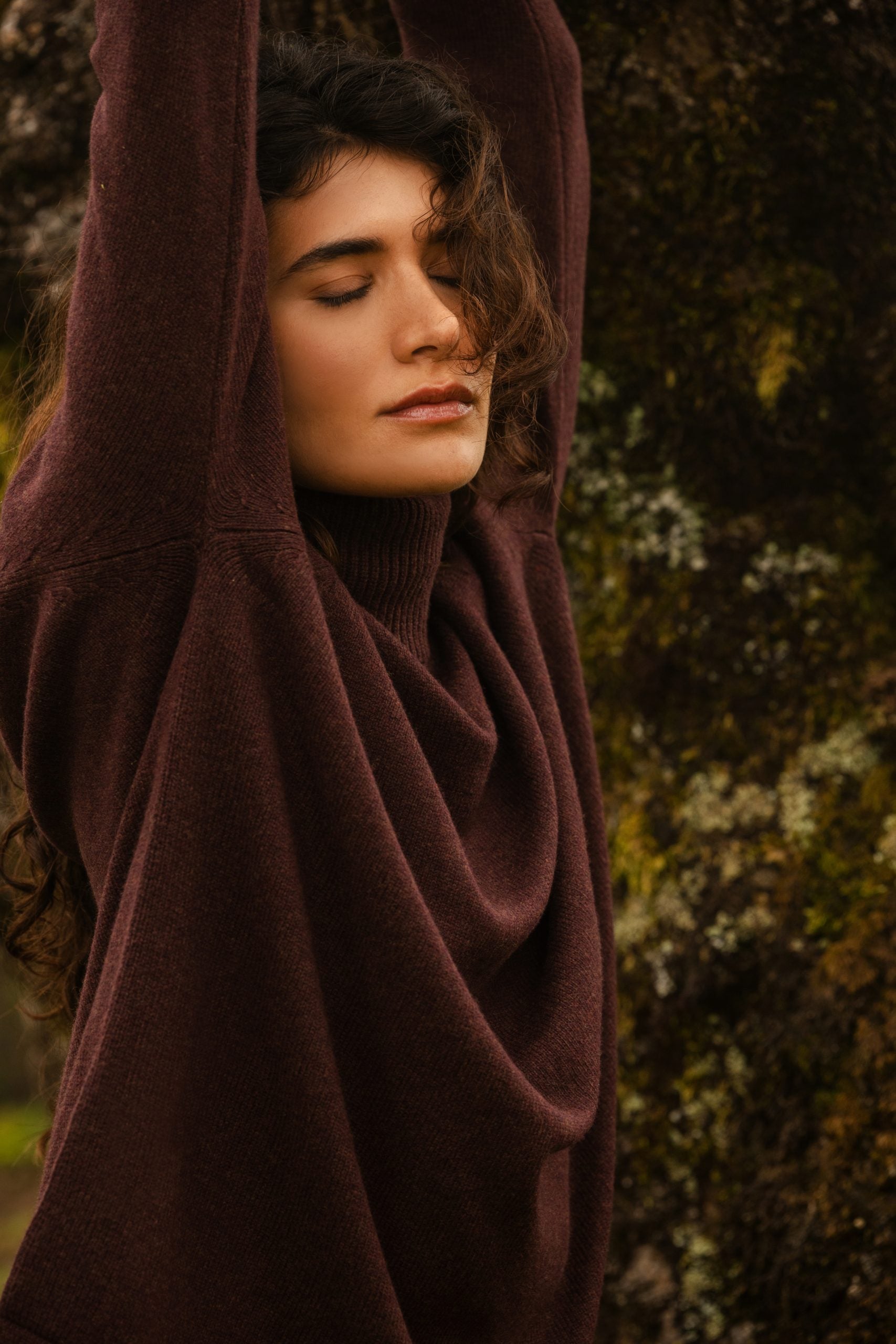 Relaxed Raglan Sleeve Jumper Rust Brown